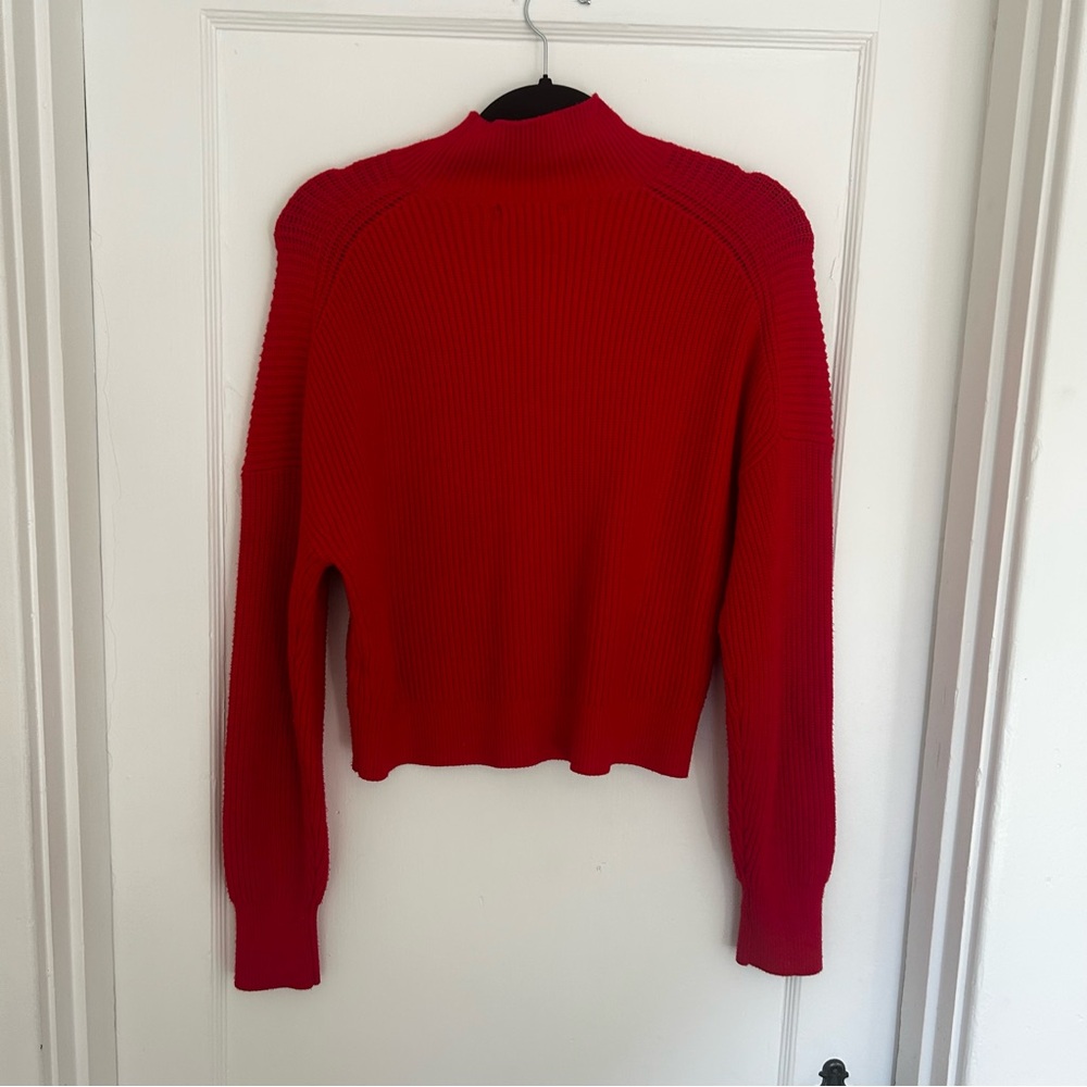 J. Crew Red Ribbed Mock Neck Pullover - Picture 4 of 6